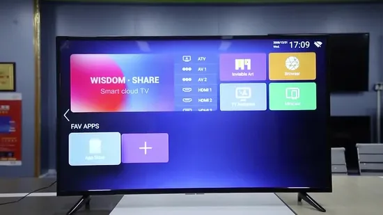 Großbild-UHD-50-55-65-Zoll-Fernseher Smart TV 4K, Golden Cabinet Television LED-Fernseher, erstklassige Fernseher in Guangzhou