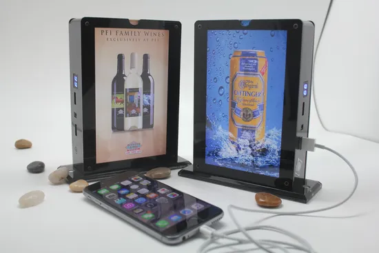 2023 Heißer Verkauf von vier USB-Acryl-Werbedisplays mit Menü-Powerbank